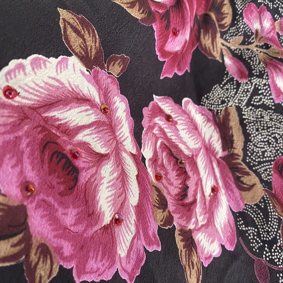 CDC Rampage Jr Sz 4 Fit & Flare Midi Dress Pink Floral Flutter Sleeve V Neck - Picture 9 of 11